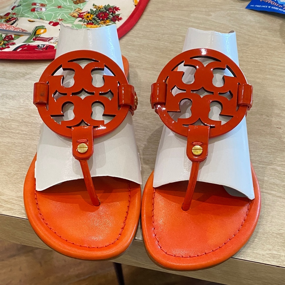 Tory Burch Miller patent leather Orange Sandals